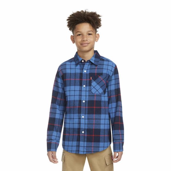 New! Levi's Youth Flannel & Thermal Top Set boys girls kids Blue Small (7-8) NWT - Picture 4 of 8